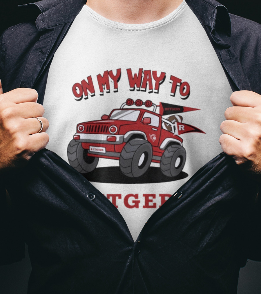 Rutgers Scarlet Knights On My Way To Rutgers Jeep Flags T-Shirt