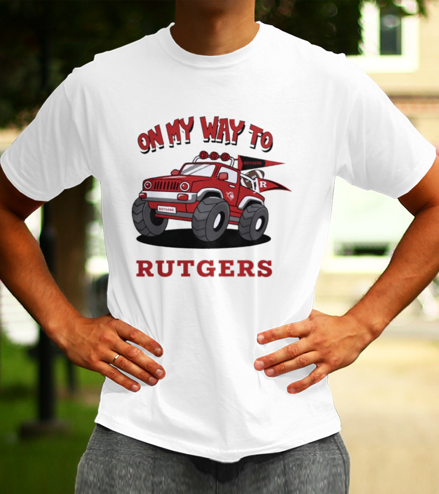 Rutgers Scarlet Knights On My Way To Rutgers Jeep Flags T-Shirt