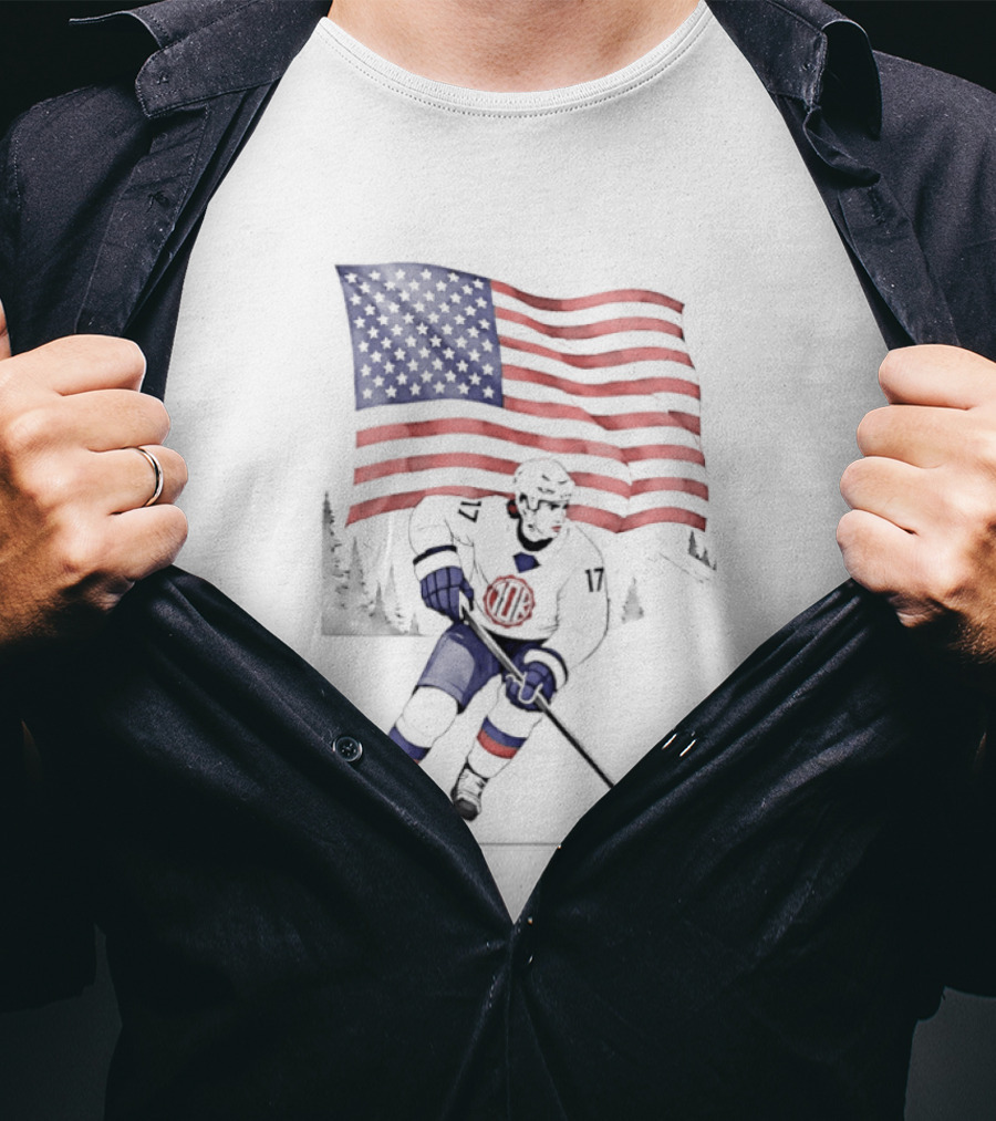 USA Hockey 10k Olympic American Flag Ski Team T-Shirt