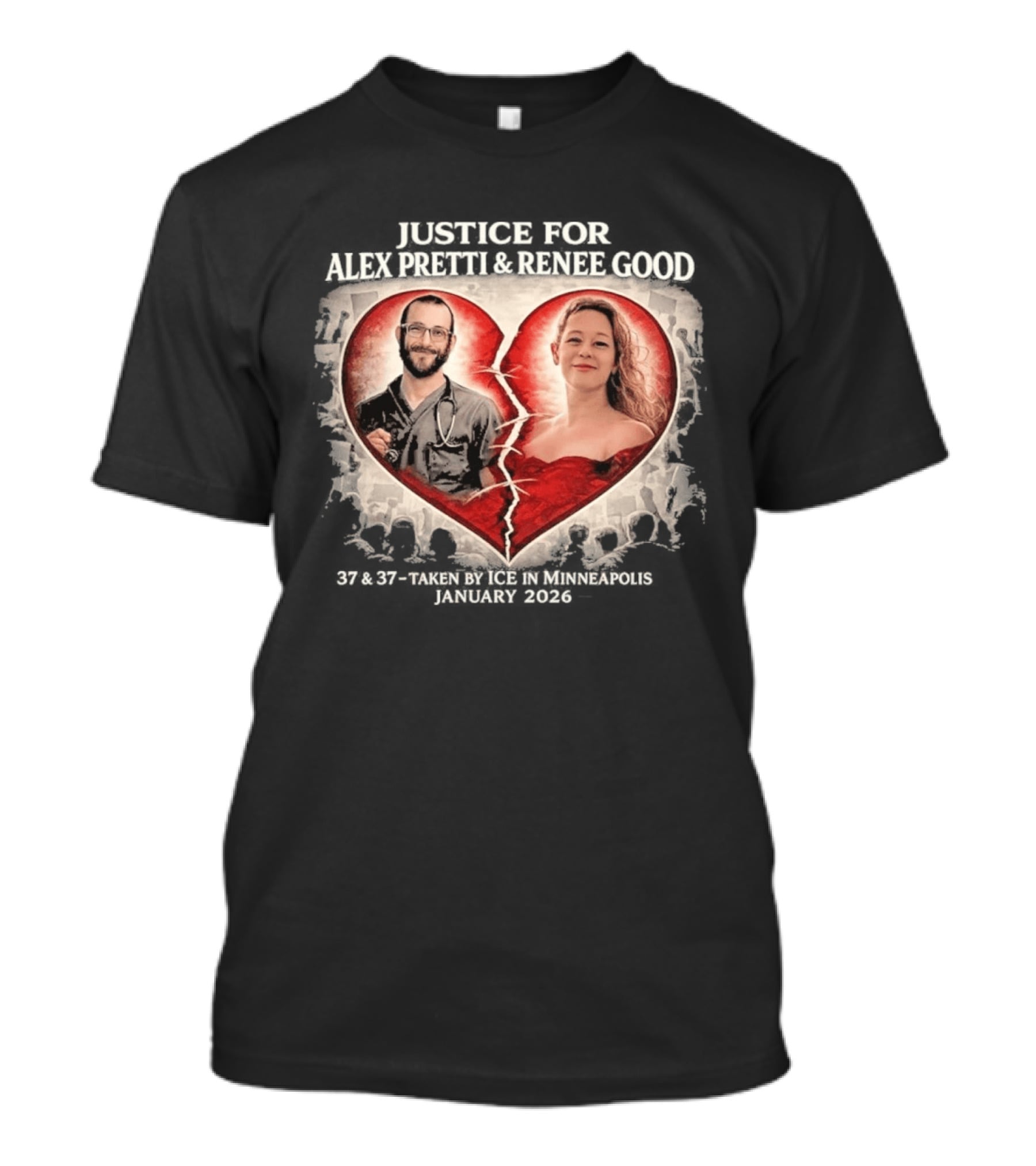 Justice For Alex Jeffrey Pretti Renee Nicole Good Broken Heart T-Shirt