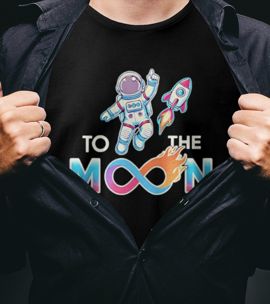 Astronaut Infinity Journey To The Moon With Rocket Flame T-Shirt
