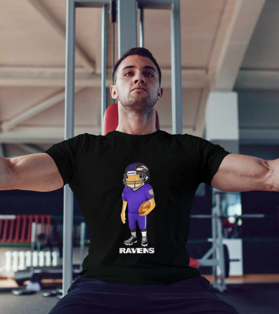 Bad Bunny X Baltimore Ravens NFL Collaboration Ravens Football Player T-Shirt