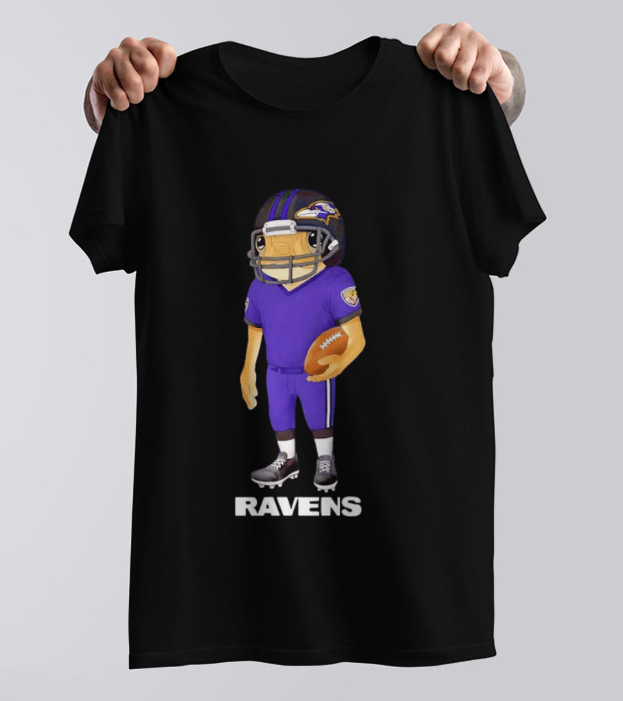Bad Bunny X Baltimore Ravens NFL Collaboration Ravens Football Player T-Shirt