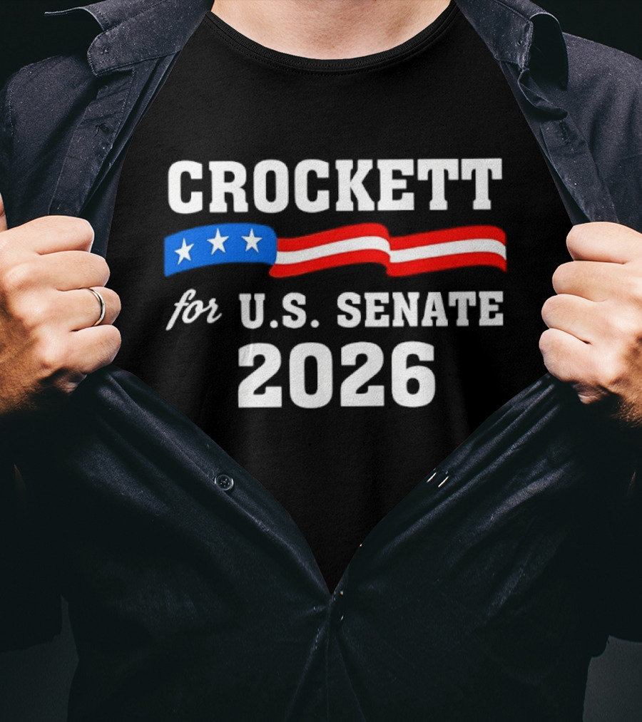 Crockett For U.S. Senate 2026 Stars And Stripes Campaign T-Shirt
