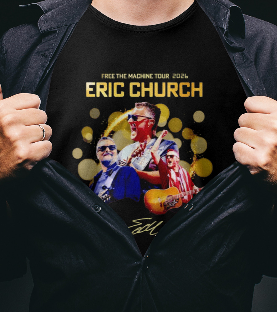 Eric Church Free The Machine Tour 2026 Live Concert Photography Explosion T-Shirt