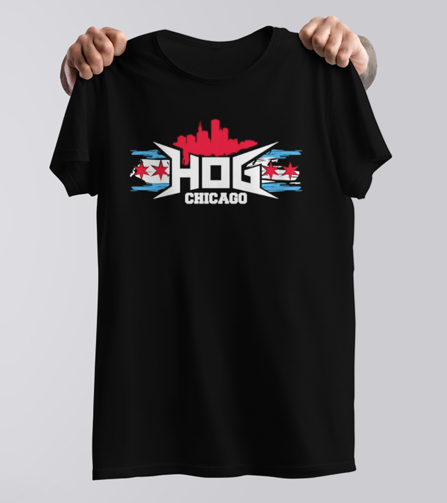 Hog Chicago City Skyline Flag Stars T-Shirt