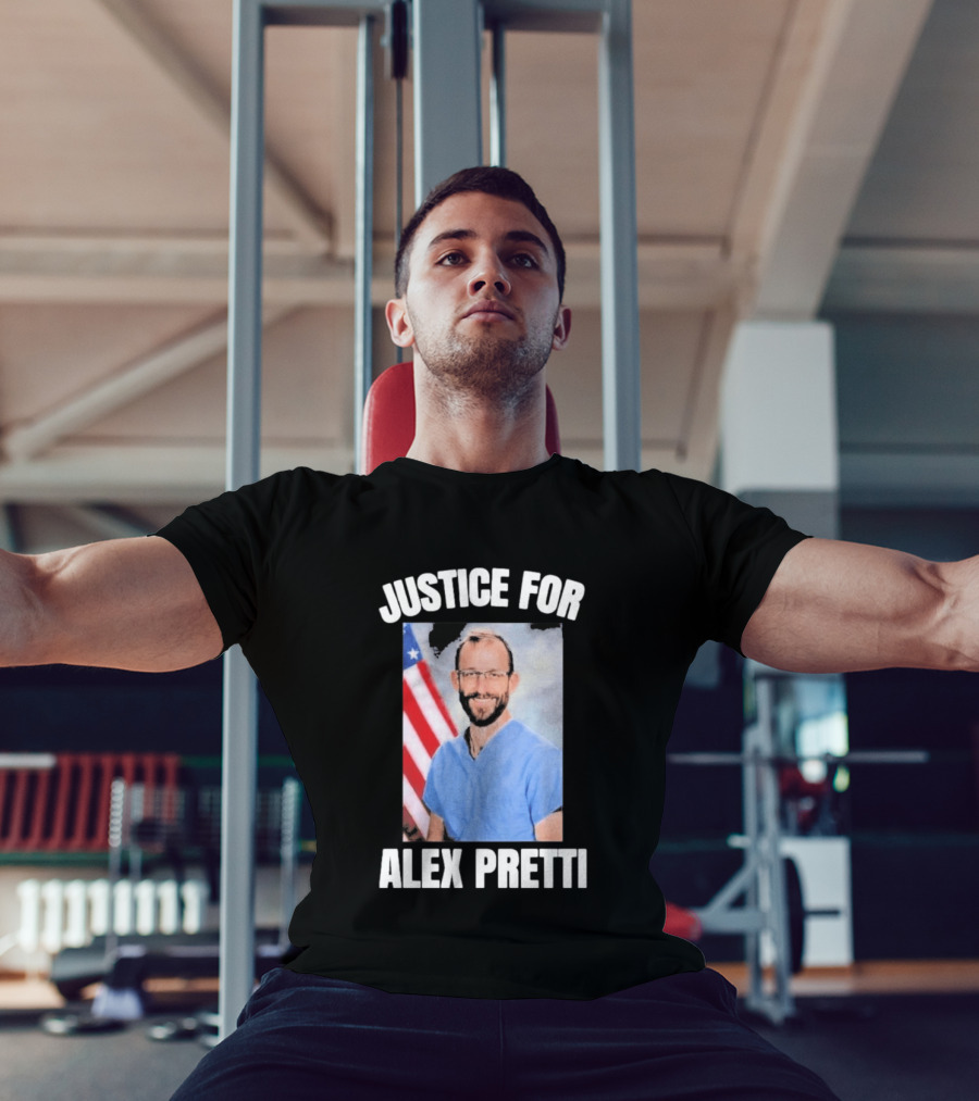 Justice For Alex Pretti American Flag Dedication T-Shirt