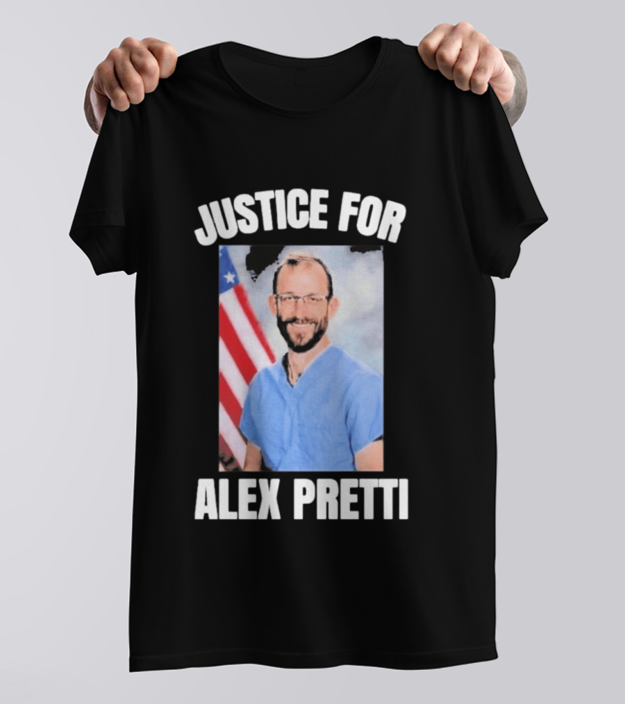 Justice For Alex Pretti American Flag Dedication T-Shirt