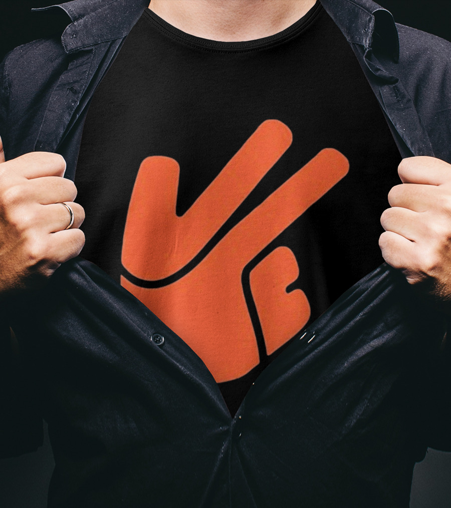 Jb11 Peace Sign Orange Hand Gesture T-Shirt