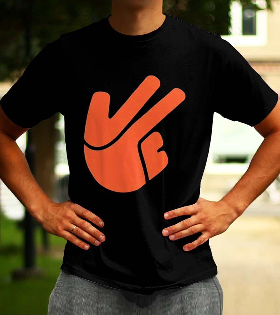 Jb11 Peace Sign Orange Hand Gesture T-Shirt