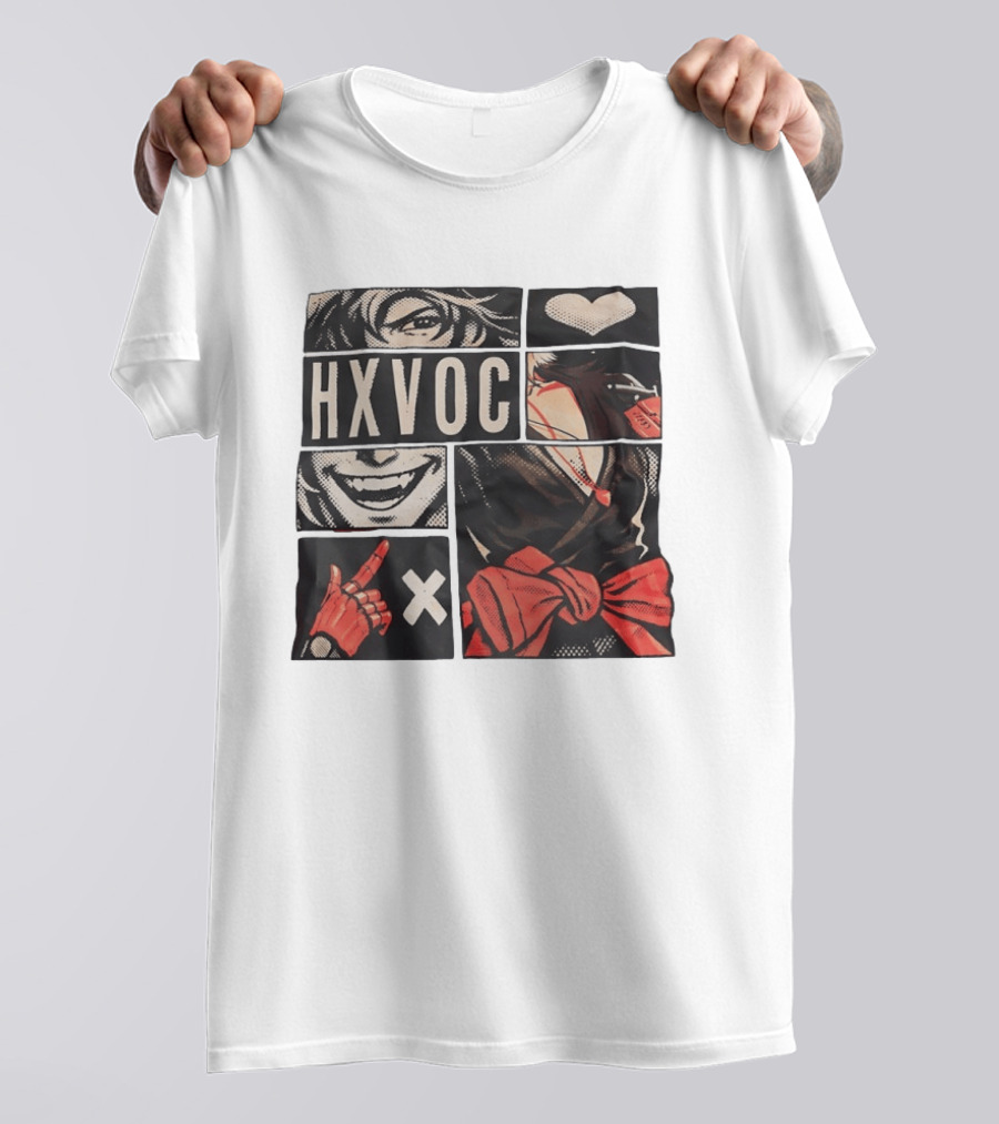 HXVOC Anime Manga Style Bold Red And Black T-Shirt