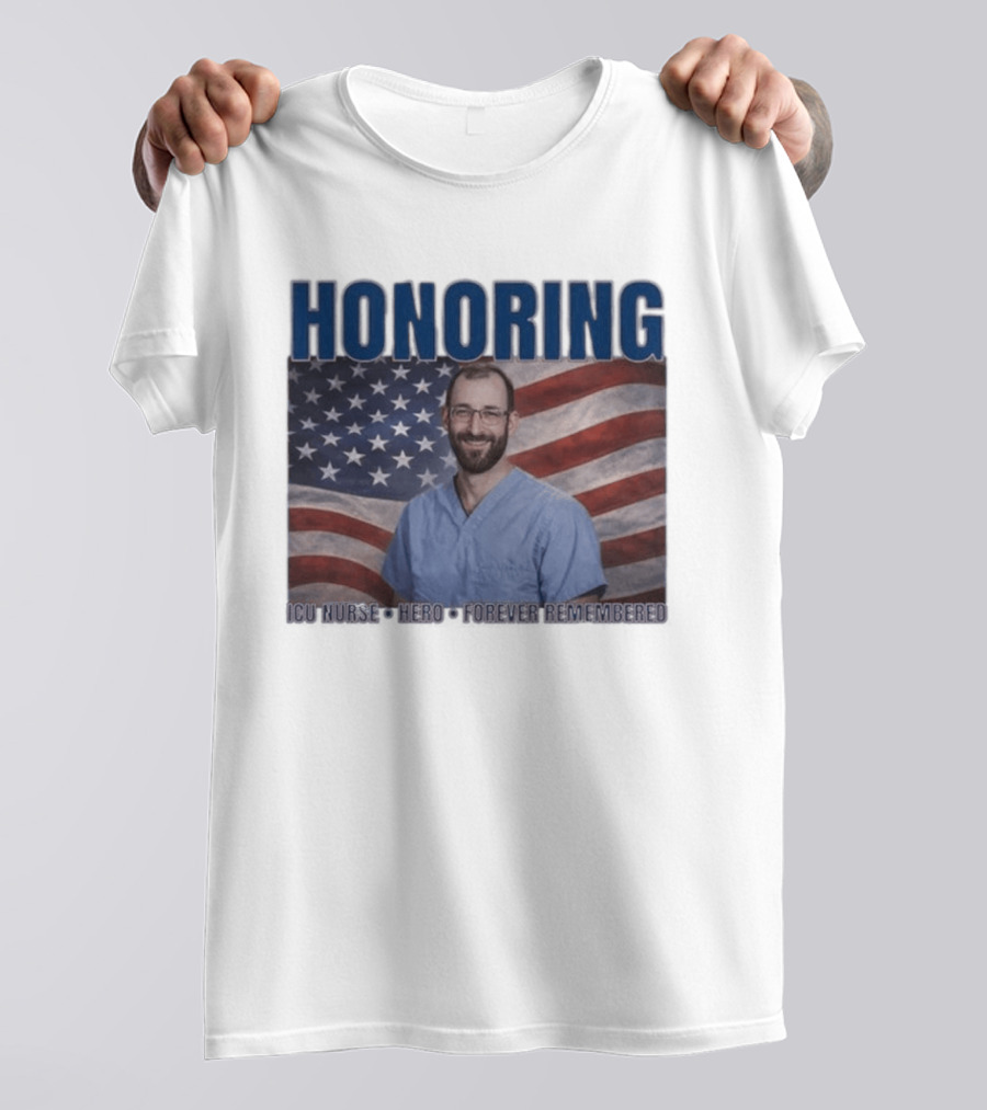 Honoring ICU Nurse Hero Forever Remembered American Flag T-Shirt