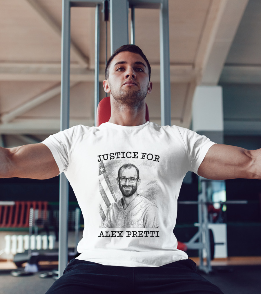 Justice For Alex Pretti Abolish ICE Protest With American Flag T-Shirt