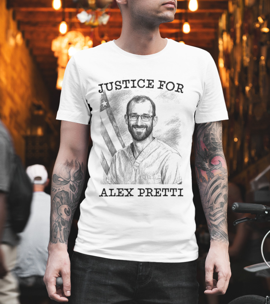 Justice For Alex Pretti Abolish ICE Protest With American Flag T-Shirt