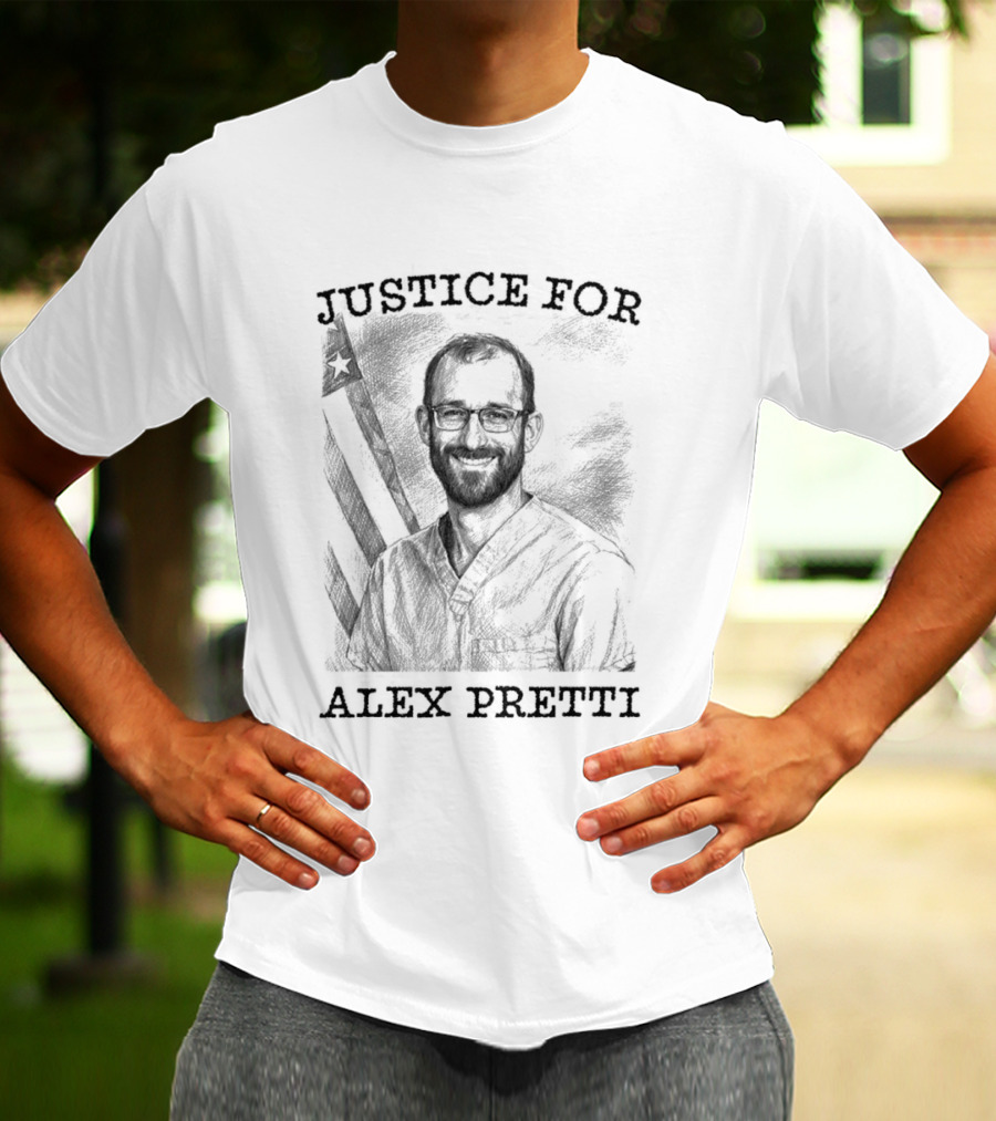 Justice For Alex Pretti Abolish ICE Protest With American Flag T-Shirt