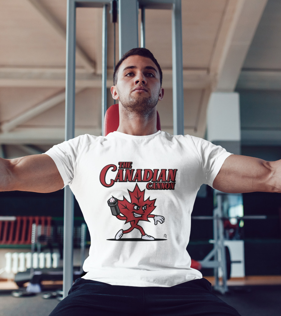 The Canadian Cannon Maple Leaf Character Baseball T-Shirt