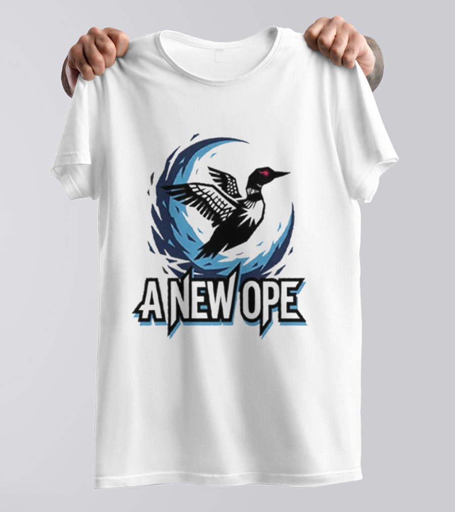 A New Ope Loon Bird Silhouette In Blue Moon Sky T-Shirt