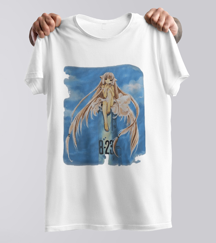 8 23 Chobits Anime Character Sitting Clouds T-Shirt