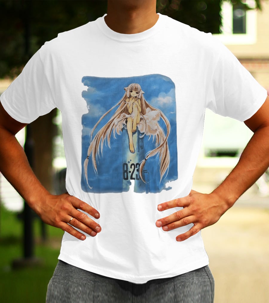 8 23 Chobits Anime Character Sitting Clouds T-Shirt
