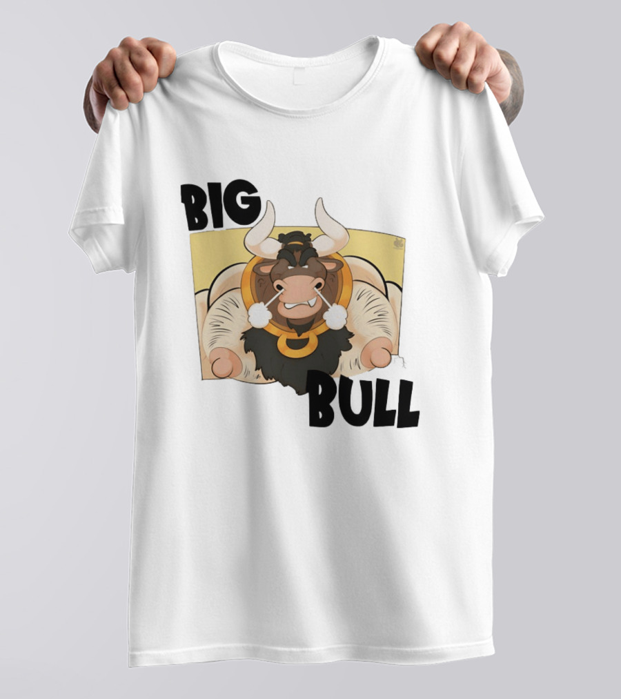 Big Bull Bara Male Minotaur Cartoon Whimsical Horned T-Shirt