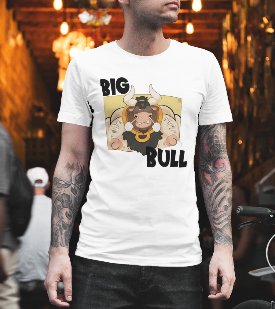 Big Bull Bara Male Minotaur Cartoon Whimsical Horned T-Shirt