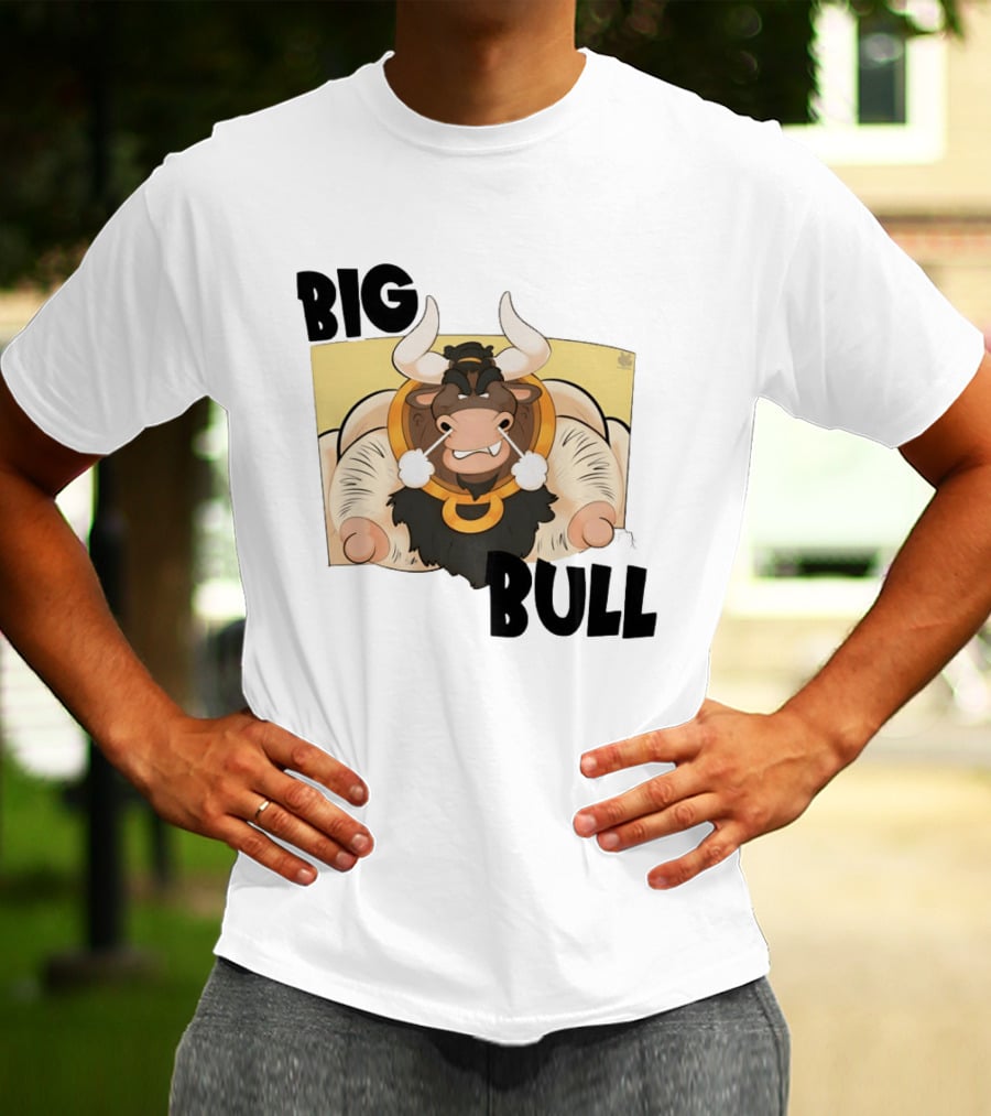 Big Bull Bara Male Minotaur Cartoon Whimsical Horned T-Shirt