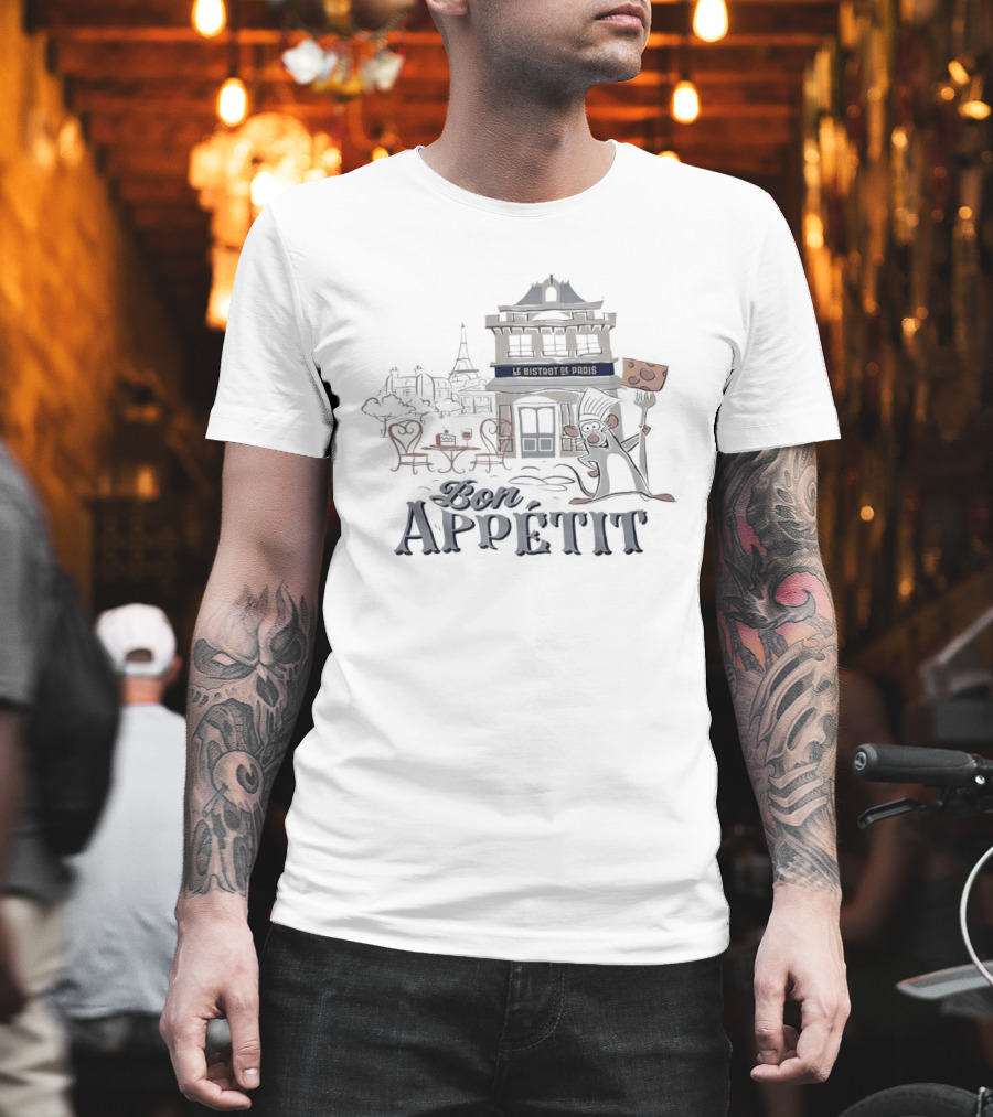 Remy Bon Appetit Ratatouille Adventure Parisian Bistro Scene T-Shirt