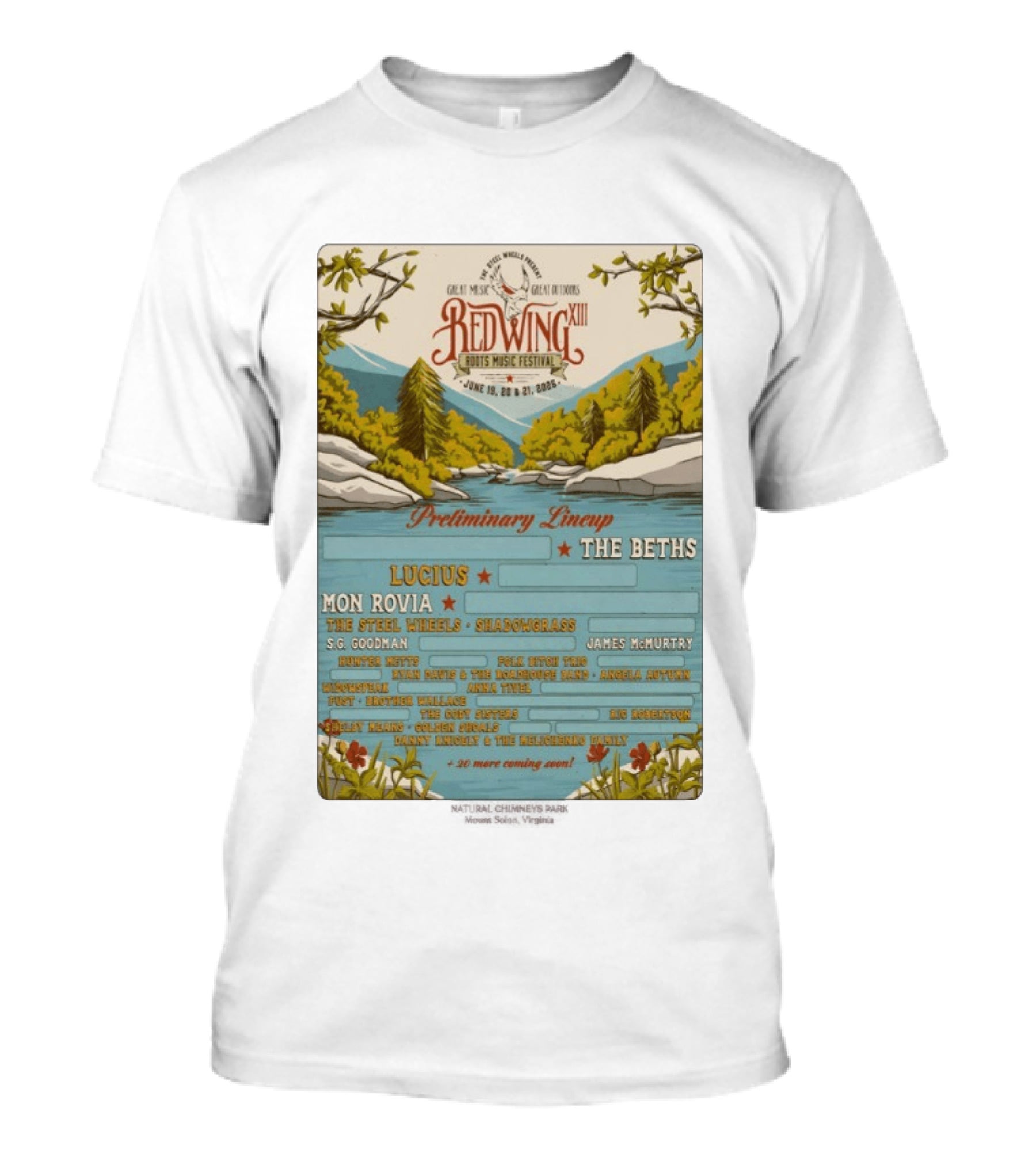 Red Wing Roots Music Festival XIII June 19 21 2026 Preliminary Lineup Lucius The Beths T-Shirt