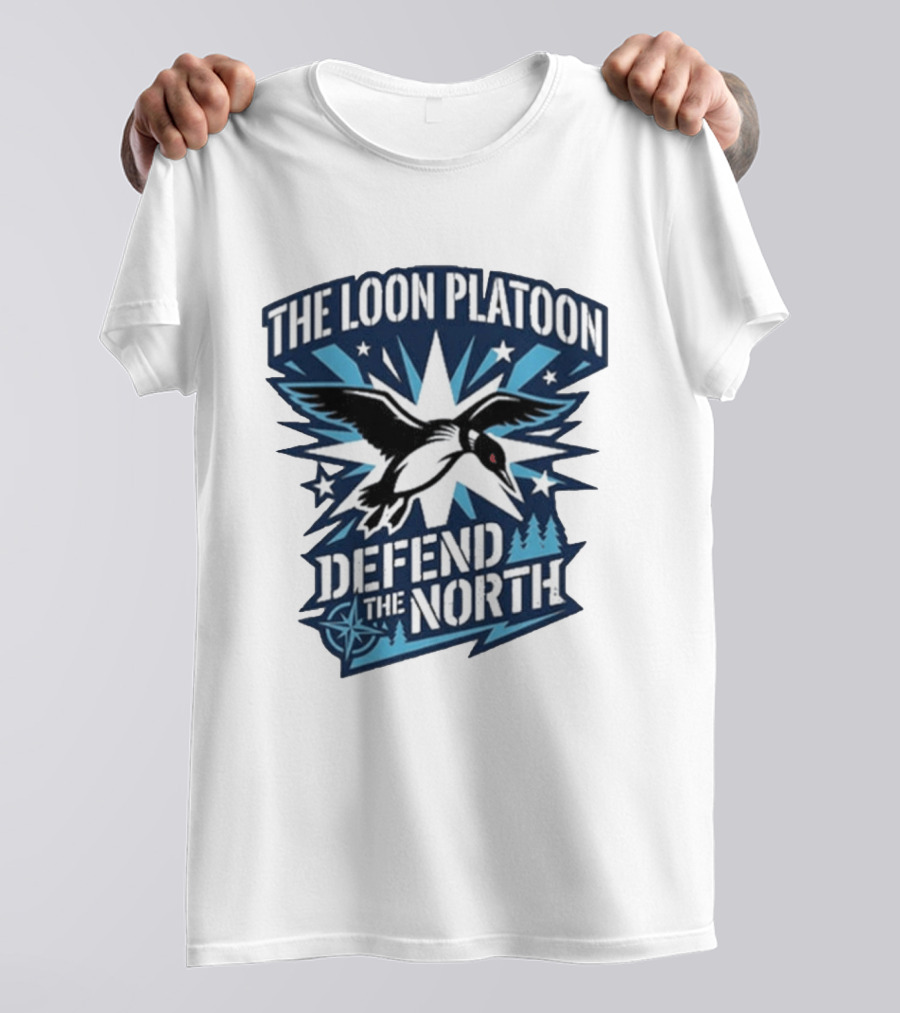 The Loon Platoon Defend The North Bold Rebel Loon Starburst Forest T-Shirt