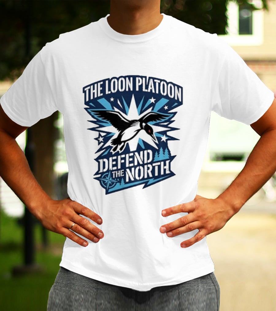 The Loon Platoon Defend The North Bold Rebel Loon Starburst Forest T-Shirt