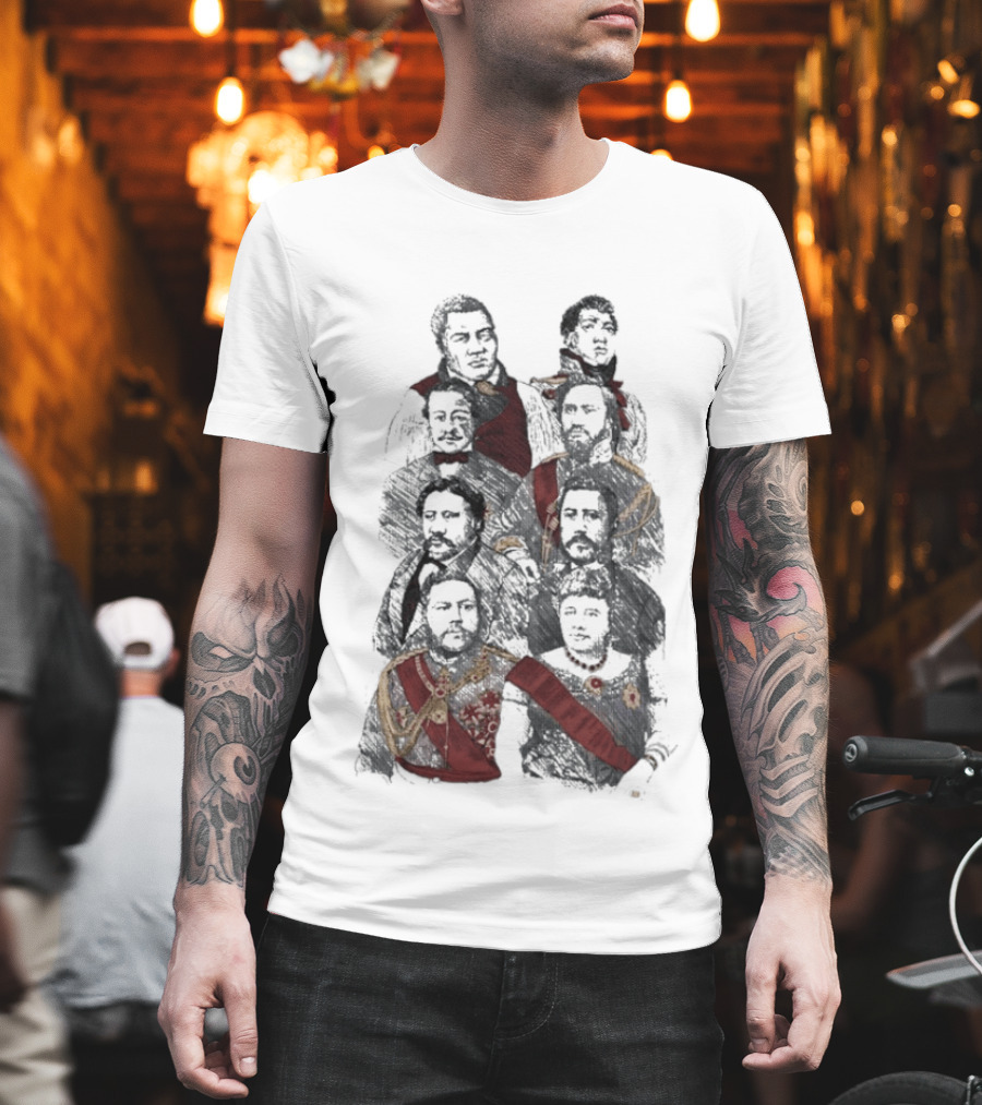 Fitted Hawaii Queen Album Cover Parody Sitting On A Throne Of Gold T-Shirt