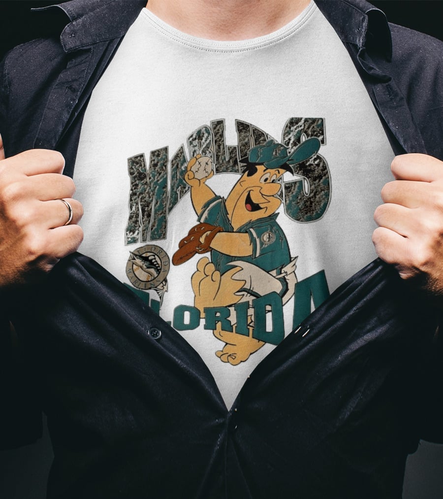 Florida Marlins The Flintstones Crossover Baseball T-Shirt