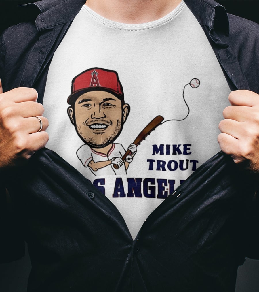 Mike Trout Los Angeles Angels Baseball Caricature T-Shirt