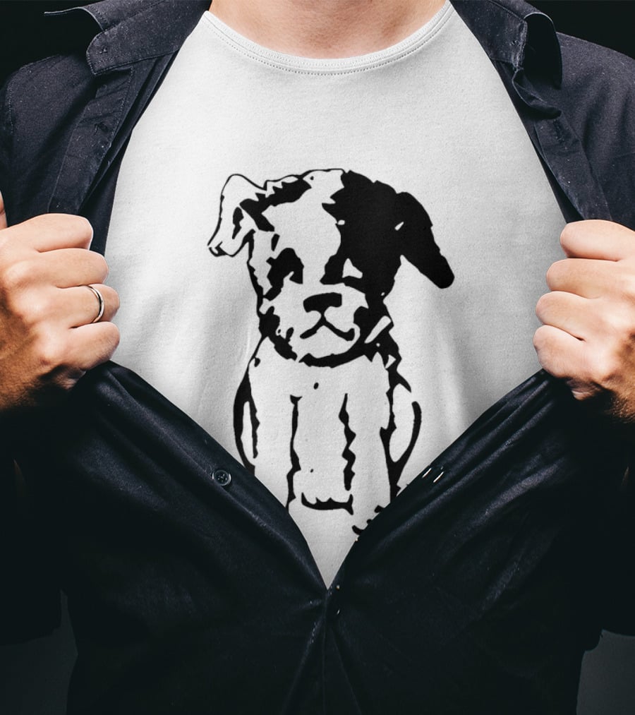 Puppy Dog Mystery Train Sketch Playful Canine T-Shirt