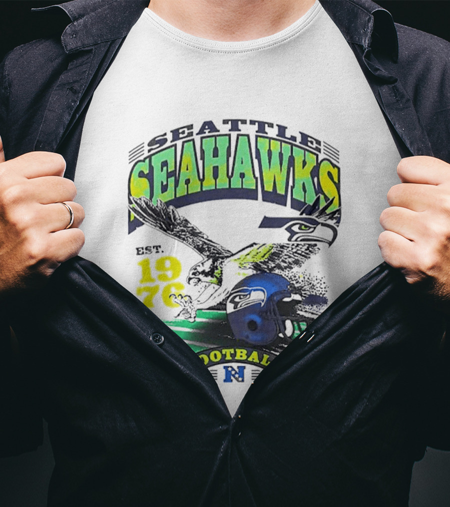 Seattle Seahawks Est. 1976 Football Puget Sound Champs Retro Helmet And Hawk T-Shirt