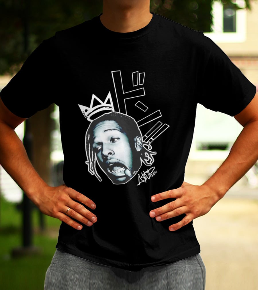 ASAP Rocky VI Big Head Crown Graphic Japan Text Signature T-Shirt
