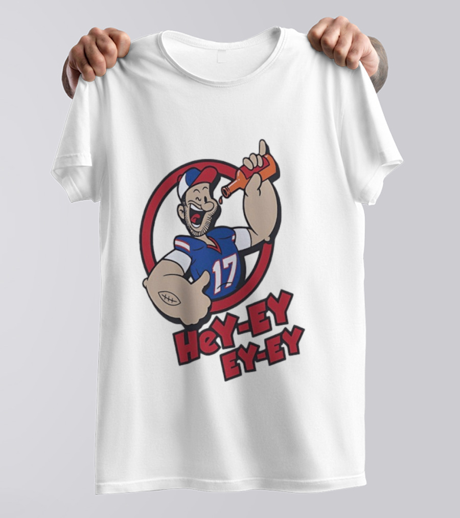 Hey Ey Ey Ey Josh Allen Illustrated Strong Finish Buffalo Bills T-Shirt