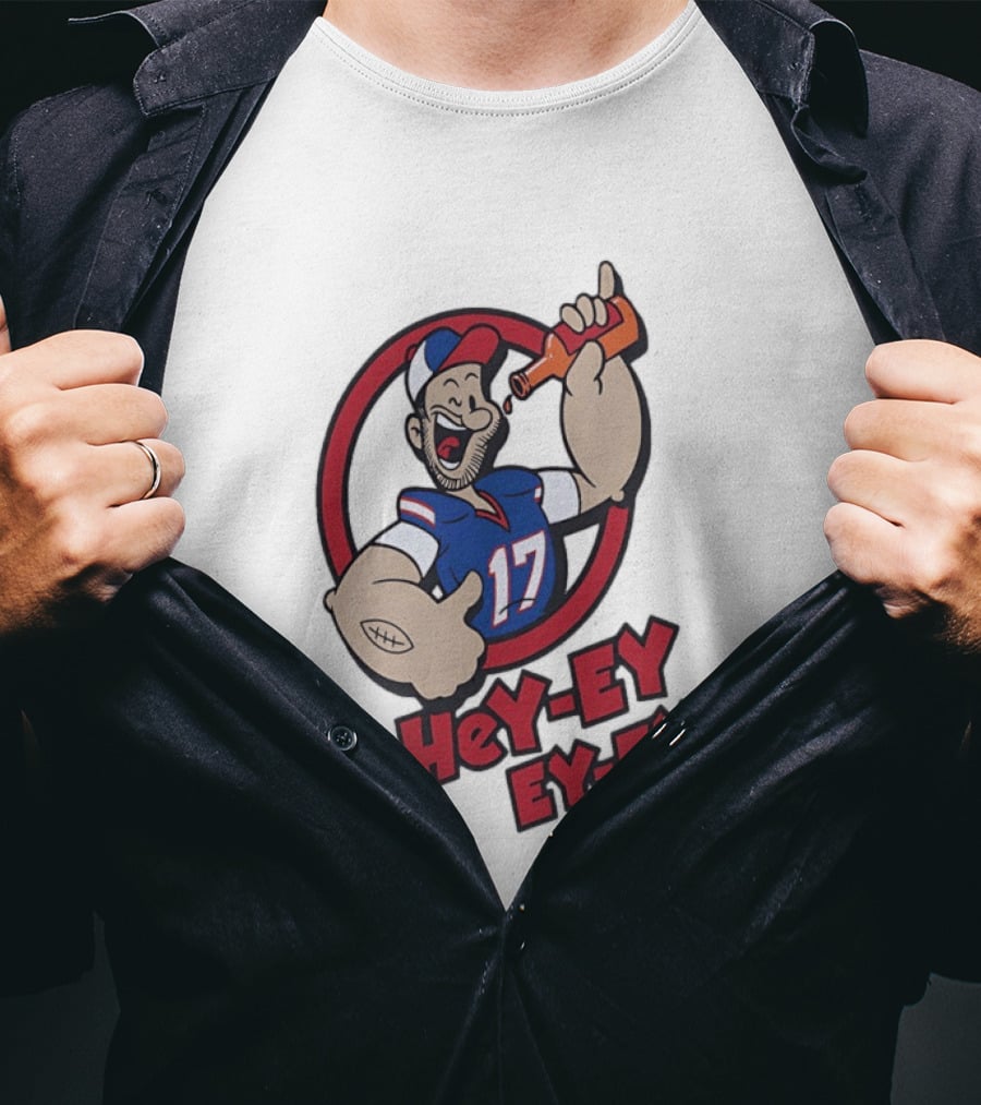 Hey Ey Ey Ey Josh Allen Illustrated Strong Finish Buffalo Bills T-Shirt