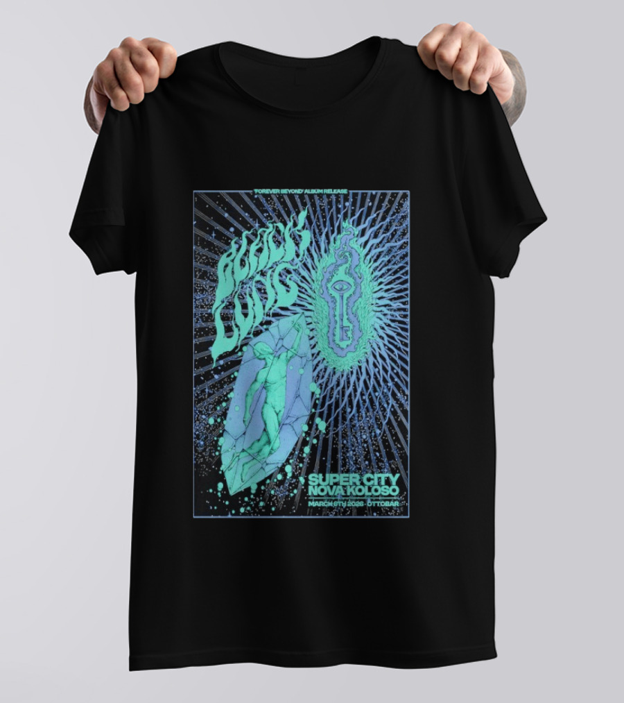 Black Lung Forever Beyond Album Release Super City Novokoloso Mar 6 2026 Widget Person Keyhole Vision Cosmos T-Shirt