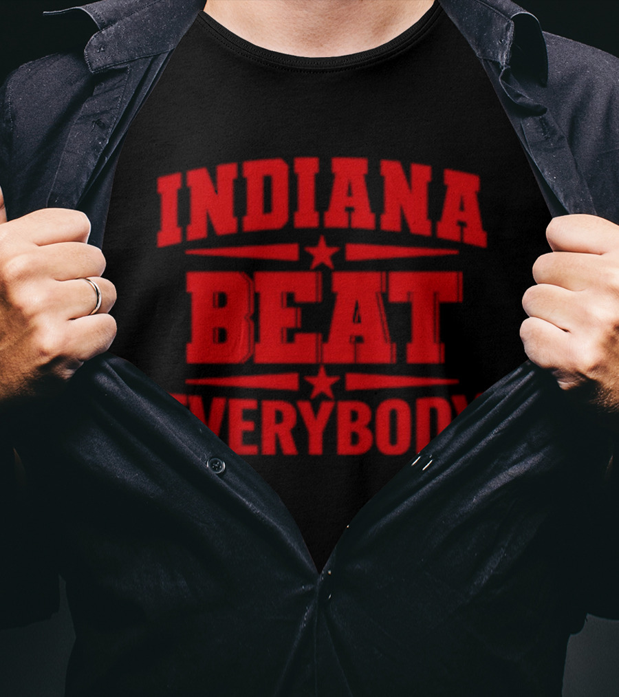 Indiana Beat Everybody Text With Stars And Bars T-Shirt