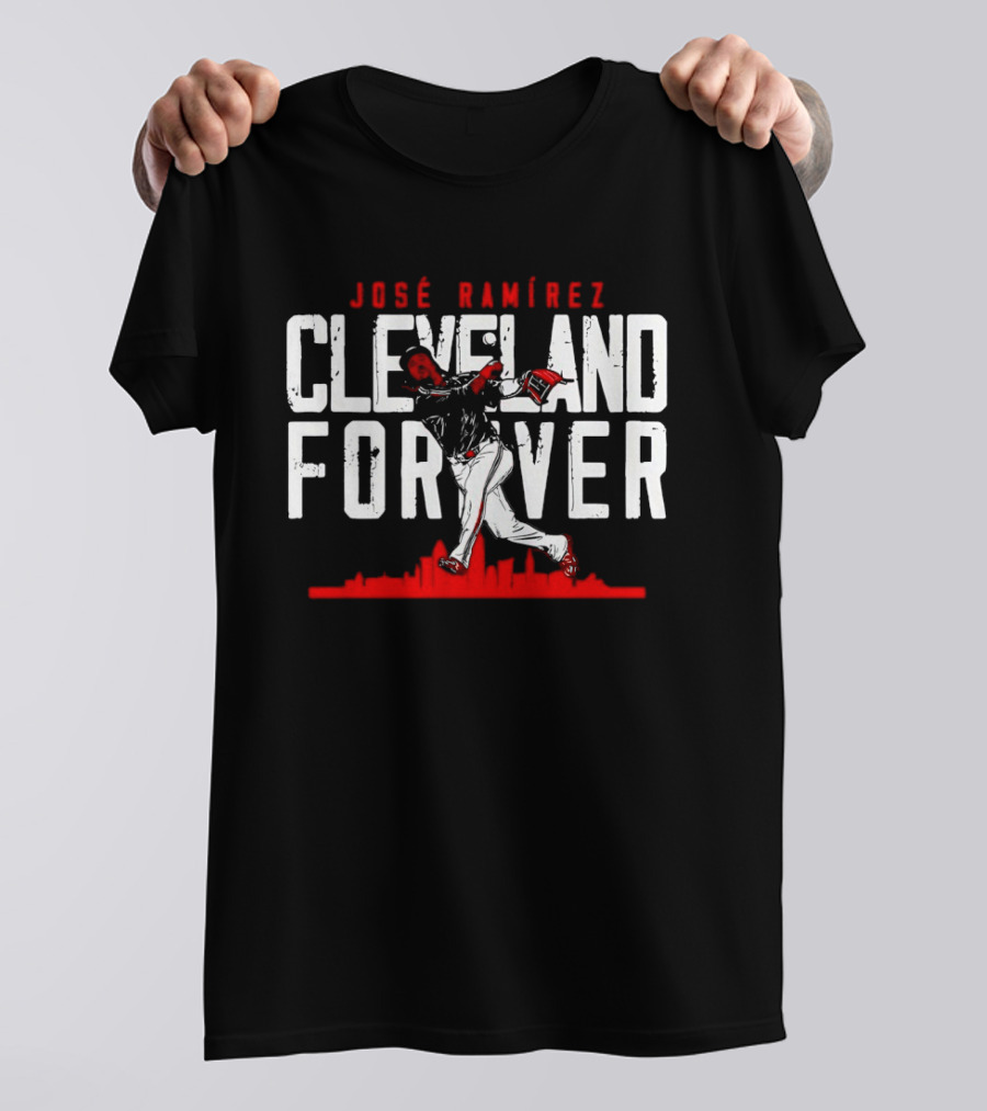José Ramírez Cleveland Forever Baseball Skyline T-Shirt