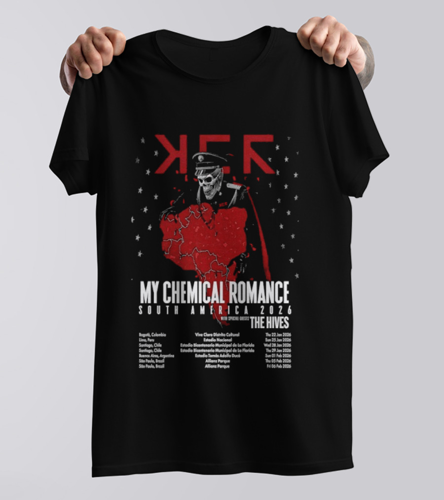 My Chemical Romance South America 2026 Tour The Hives Dates Cities Map Starry T-Shirt