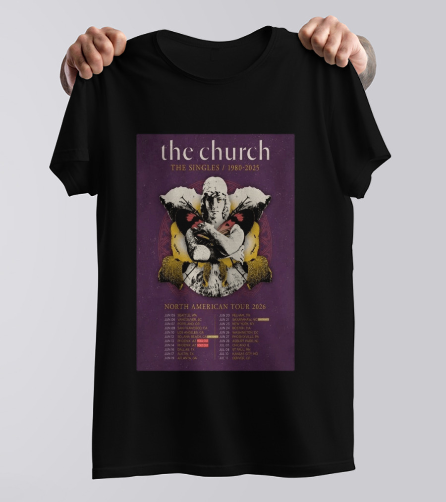 The Church The Singles 1980 2025 North American Tour 2026 Dates And Locations T-Shirt