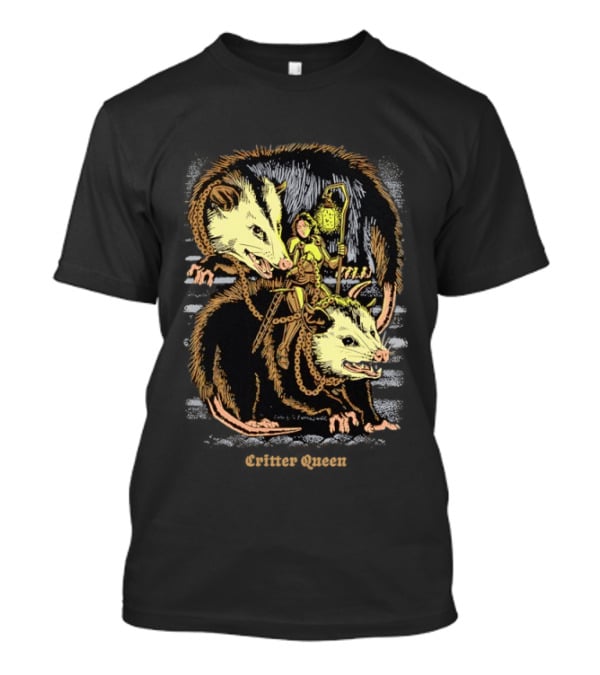 Women Riding Opossum Critter With Lantern And Chains T-Shirt