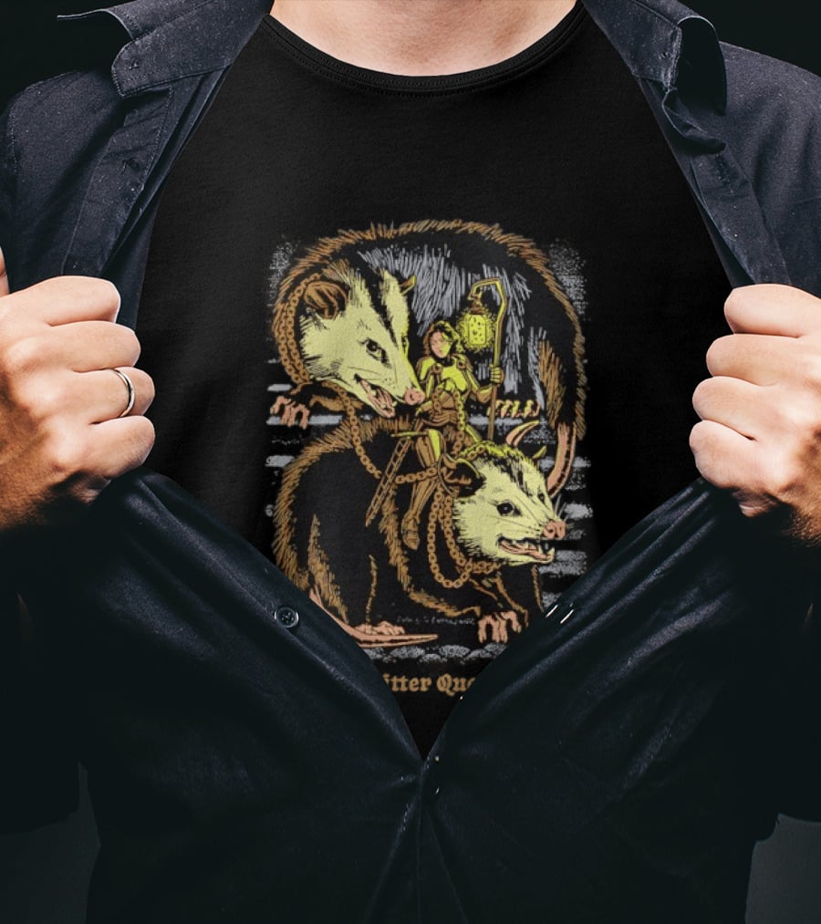 Women Riding Opossum Critter With Lantern And Chains T-Shirt