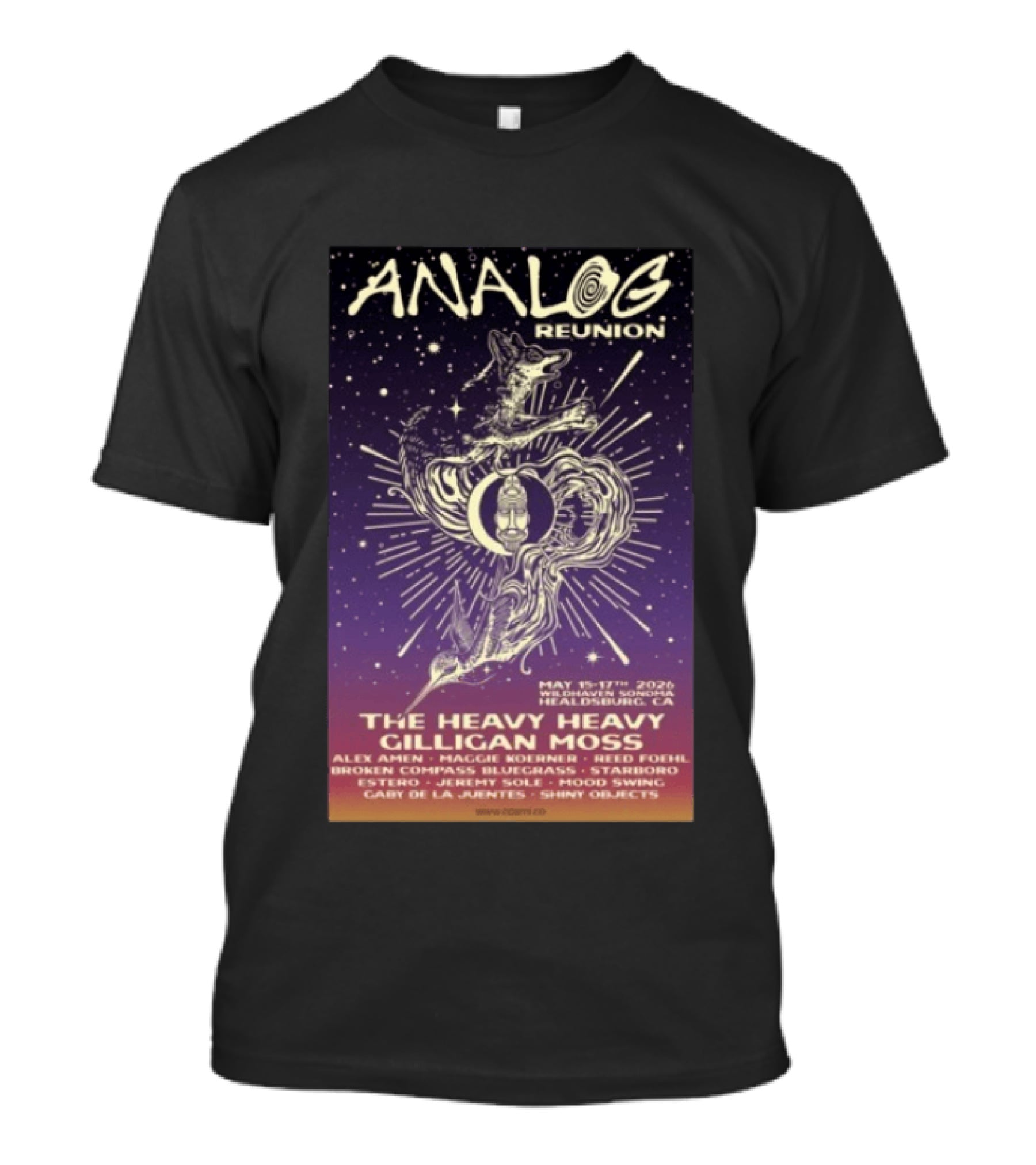 Analog Reunion May 15 17 2026 Healdsburg CA The Heavy Heavy Gilligan Moss Concert T-Shirt