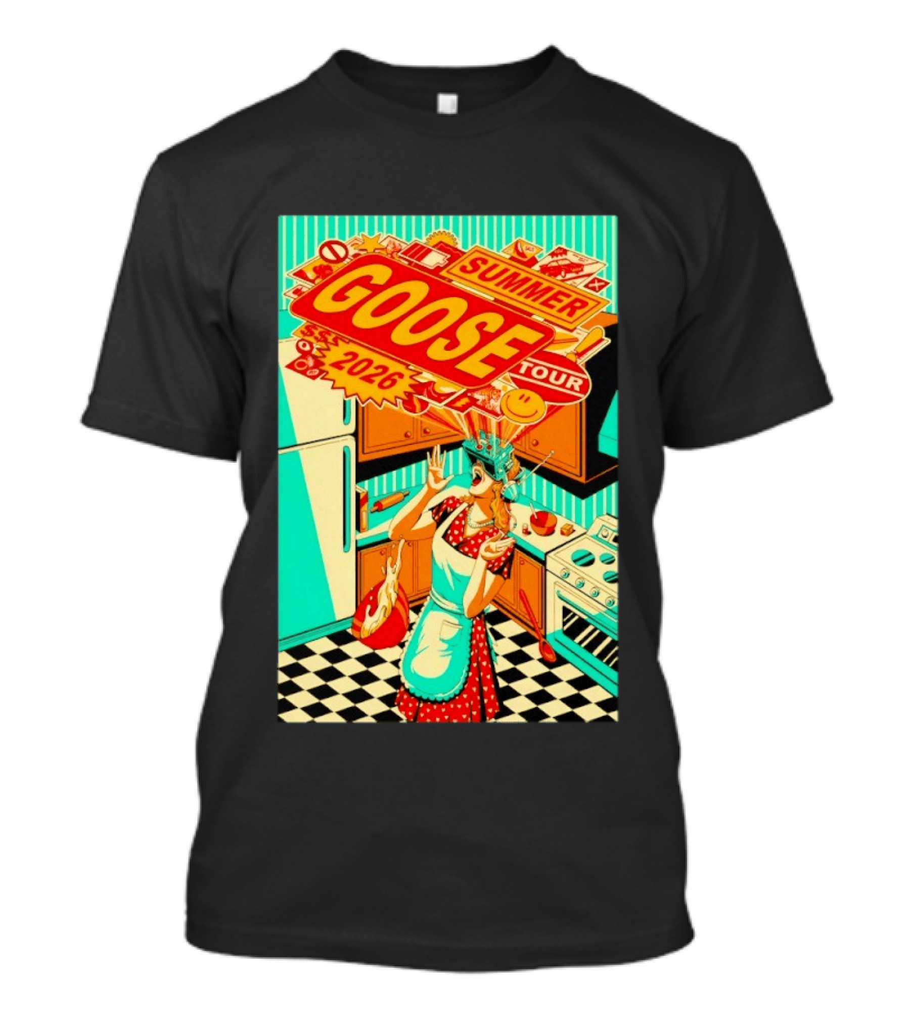 Goose Summer 2026 Tour Retro Kitchen Chaos With Surprised Housewife T-Shirt