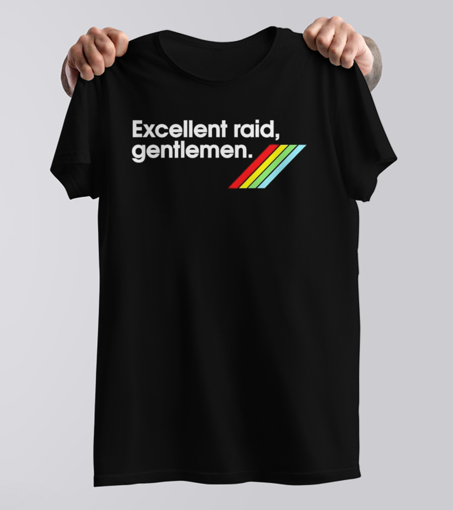 Excellent Raid Gentlemen ARC Raiders Retro Rainbow Stripes T-Shirt