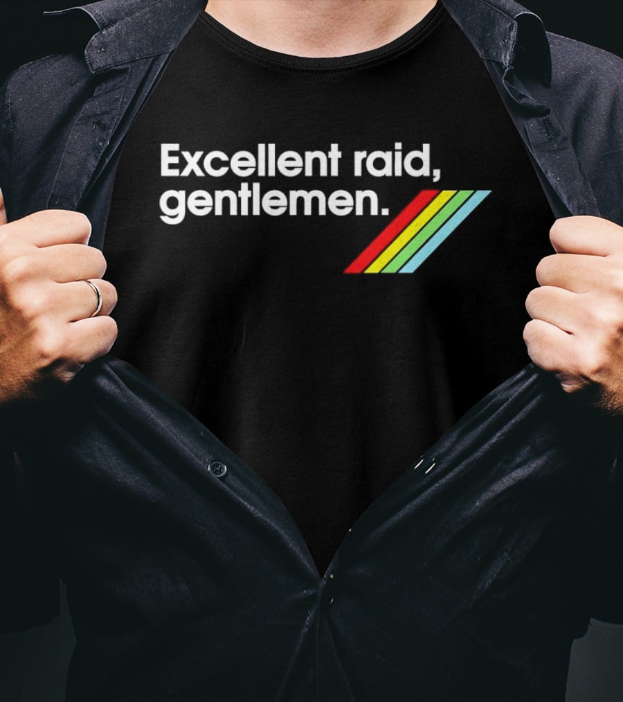 Excellent Raid Gentlemen ARC Raiders Retro Rainbow Stripes T-Shirt