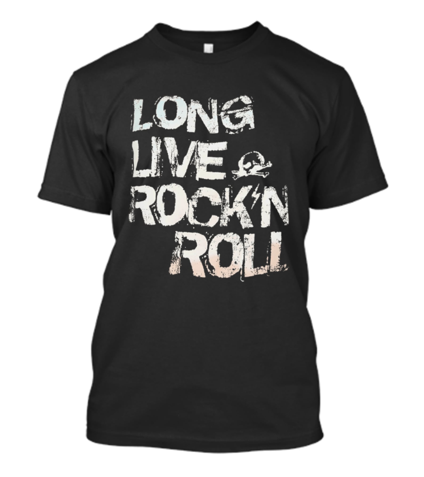 Long Live Rock N Roll Skull And Lightning Bolt T-Shirt